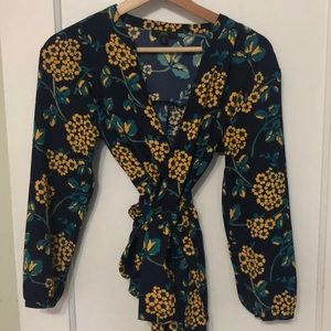J Crew Floral Wrap Blouse NWOT